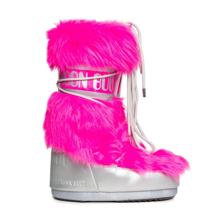 

Customized color logo sexy women thick heel bootie mid-calf moon boots for wholesale