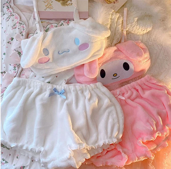 

Japanese soft girl underwear cute loli plush melody big ear Cinnamonroll bra suit, Customized