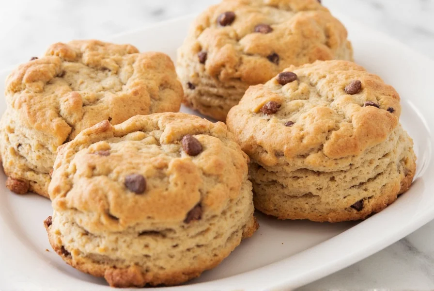 Freshly baked cinnamon chip scones on cooling rack showing perfect golden crust and melted cinnamon chips