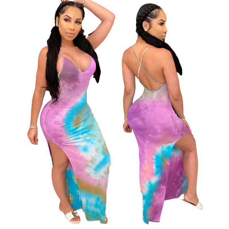 

Stylish Plus Size Women's Sexy Bodycon Tank Dress Sleeveless Basic Midi Club Evening Dresses Party Tie Dye Dress, Print
