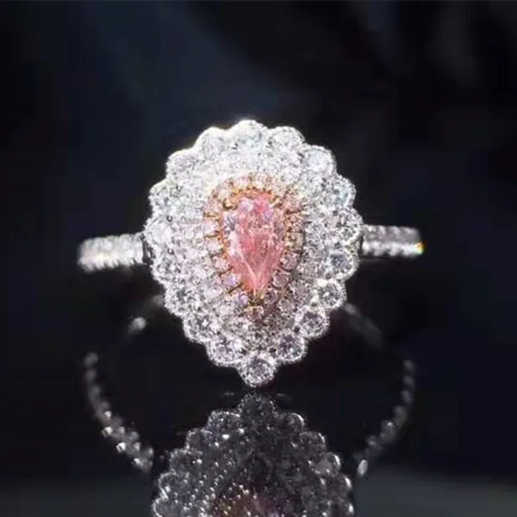

OEM gemstone jewelry manufacturer 18k gold 0.181ct natural pink diamond ring for women