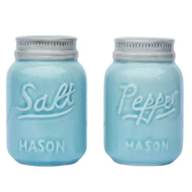 

Prettily Embossed Styled Vintage Mason Jar Salt & Pepper Shakers for Kitchen And Tabletop