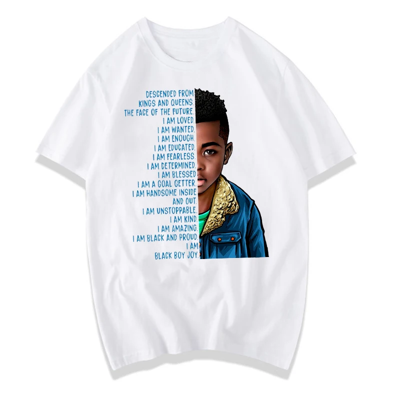 

Fashion Black Boy Joy Melanin Kids T Shirt Women African American Boys Print Camisa Mujer
