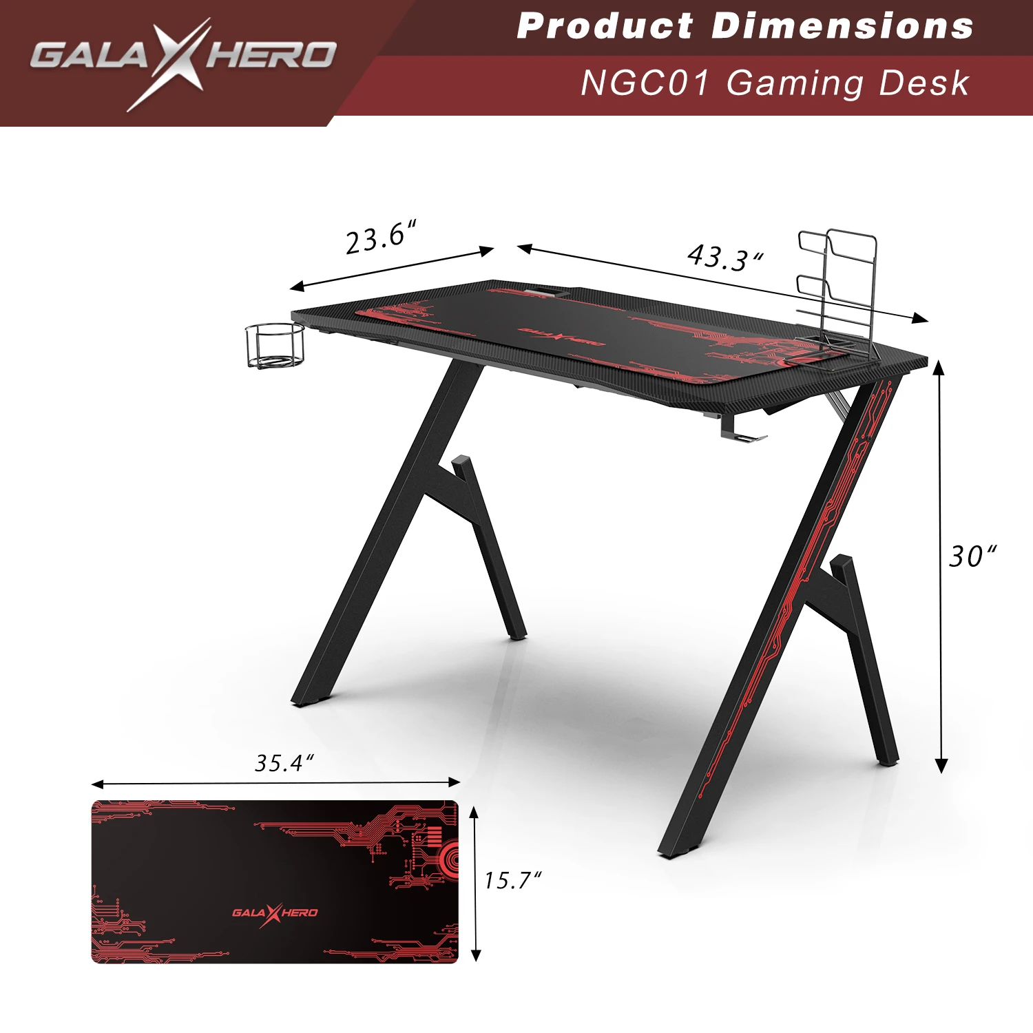 
2020 NGC-I 1.2m cheap hot sale desk for PC gaming computer gaming desk with MDF carbon fiber desktop 