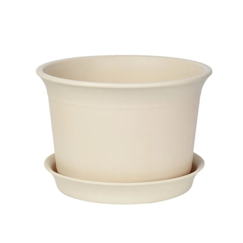 

2021 hot sale big round size white plastic resin outdoor planting pot, Creamy white