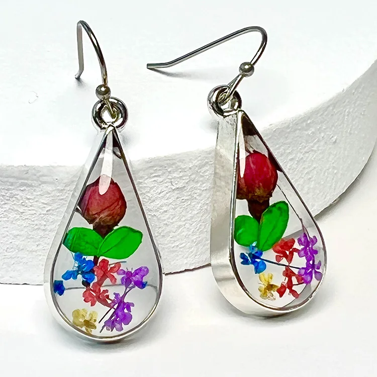 

Factory Supplier Real Rose Buds Earrings Waterdrop Rose Flower Earrings wholesale