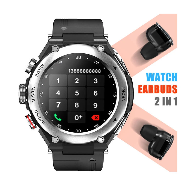 

2021 new TWS 2 in 1 earphone TWS wireless earbuds call smart watch calling function bracelet