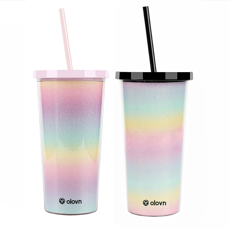 

Design Your Own Logo Bpa Free Double Wall Clear In Bluk 20 oz Paper Insert Plastic Acrylic Cups Rainbow Tumbler