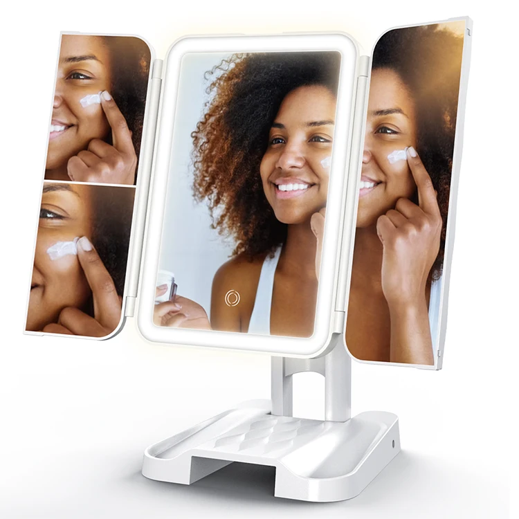 

Swivel 360 Degrees Touch Sensor Switch Led Trifold Lighted Led Makeup Mirror