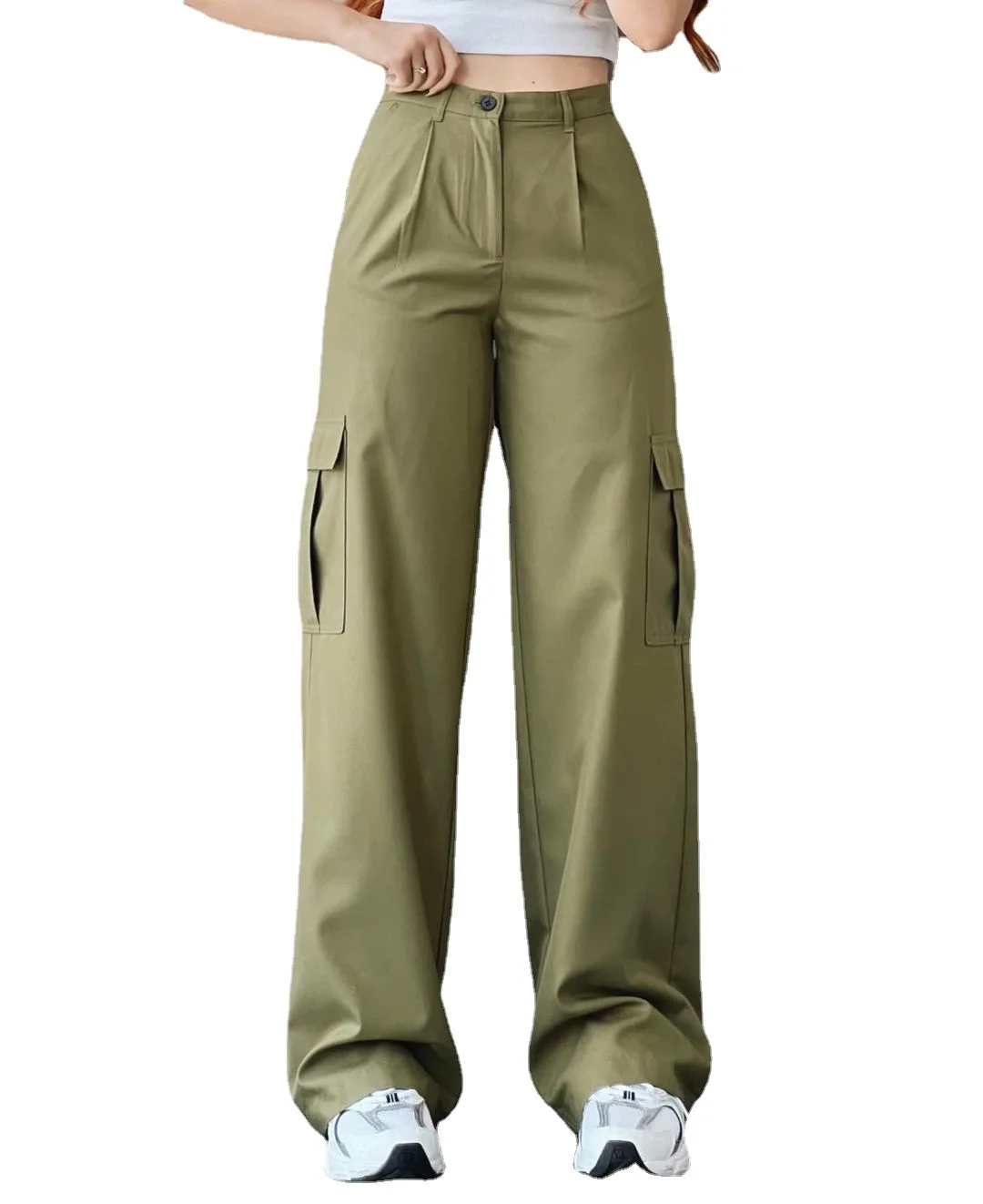 

Casual pants medium waist pocket tersrous Cargo pants
