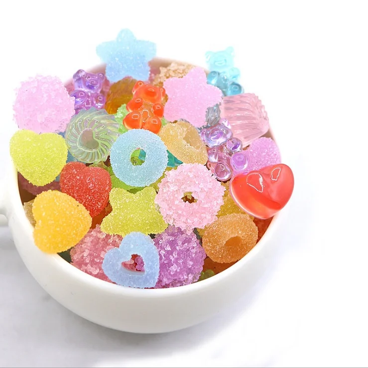 

Paso Sico 10pcs/bag DIY Nail Accessories Set Resin Bear Animals Candy Cartoon Kawaii 3D Nail Art Decoration Charms