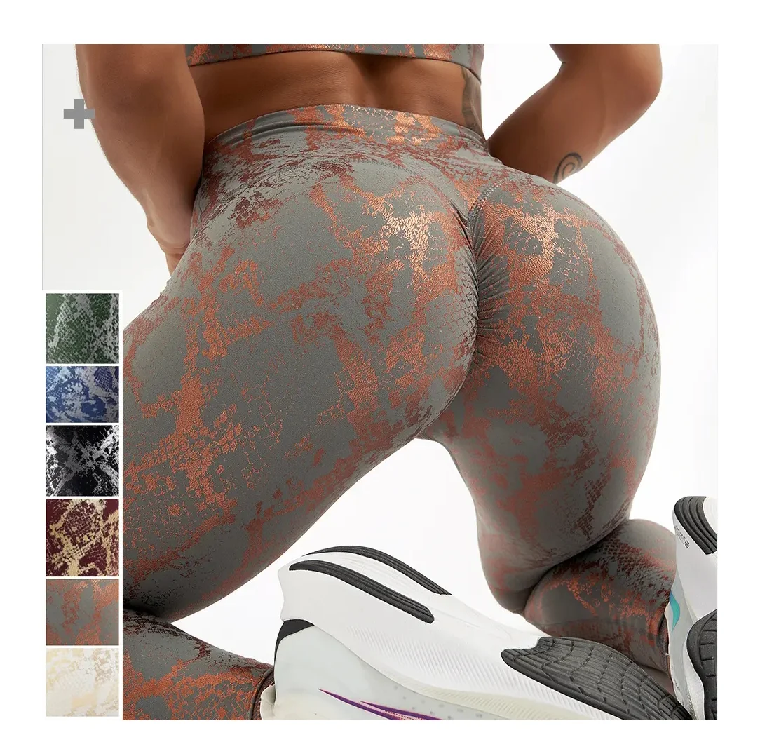 

HOT Selling Gilded Workout Yoga Pants High Waist Sanke Printed Sport Leggings Fitness Butt Lifting Gym Leggings