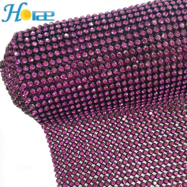 
120*45cm no glue Aluminum setting SS8 crystal mesh sheet rhinestone mesh trimming for garment shoes bags etc 