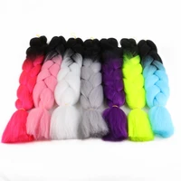 

Stock 24inch 100grams ombre synthetic jumbo braiding hair crochet black pink blue grey hair extensions jumbo braids