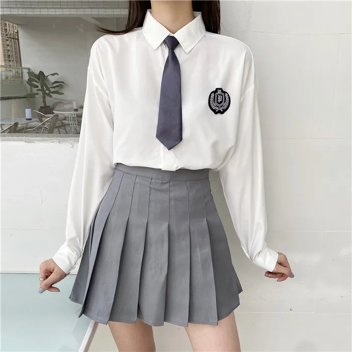 

2020 new Japanese college style shirt female long-sleeved student Korean loose shirt top two piece set women clothing ins