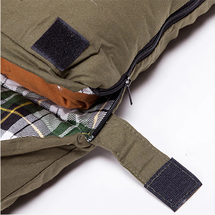 
Custom Heavy Duty Cotton Canvas Shell Fleece Lining Sleeping Bag 