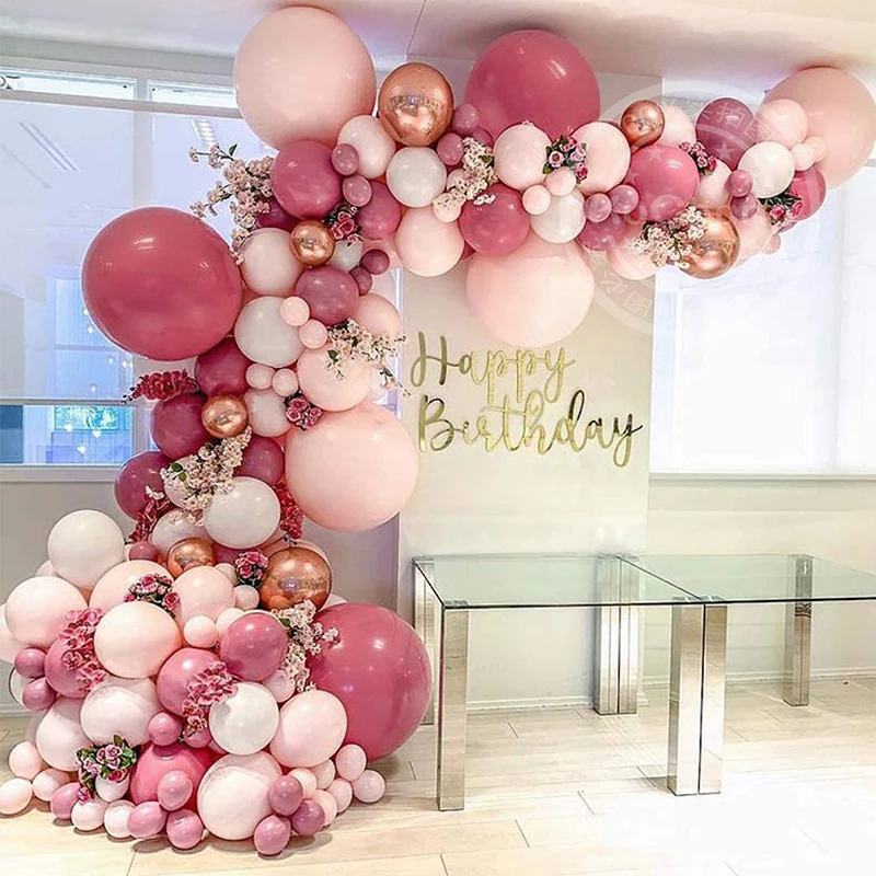 

Wedding Birthday Party Decorations Toy Rose Gold Confetti Chrome Metallic Balloon Arch Garland Pink Rose Red Latex Balloons