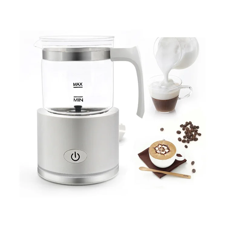 

Amazon Hot commercial Sale Stainless Steel Glass heater cappuccino Automatic Electric coffee Milk Frother, White