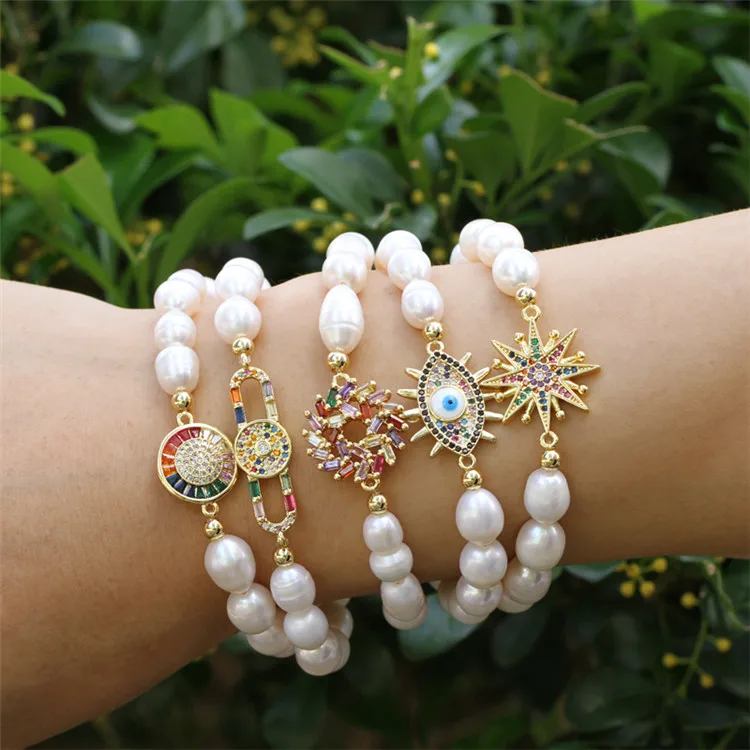 

China manufacturer supply white freshwater pearl beads bracelet with charm