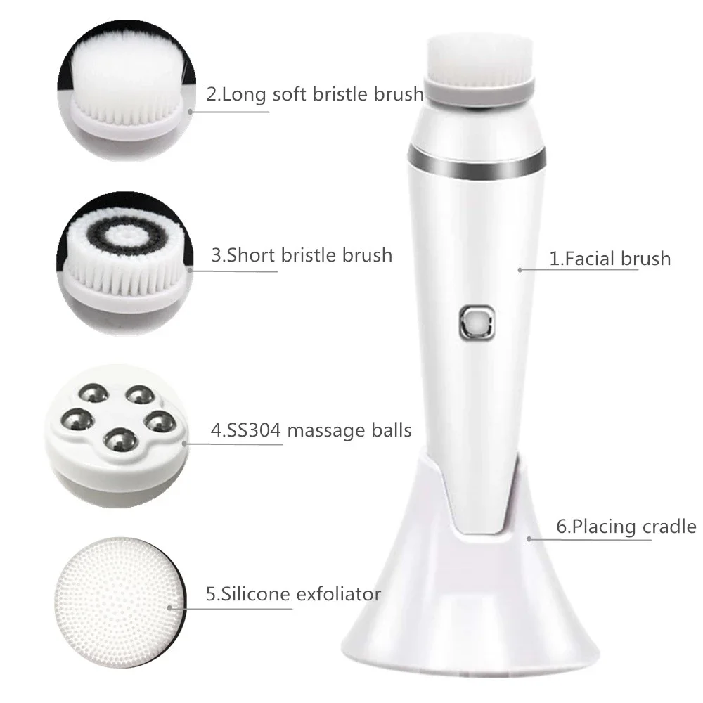 

Rechargeable waterproof facial SPA kit Sonic Rotary Face Cleansing Brush, White, pink, green