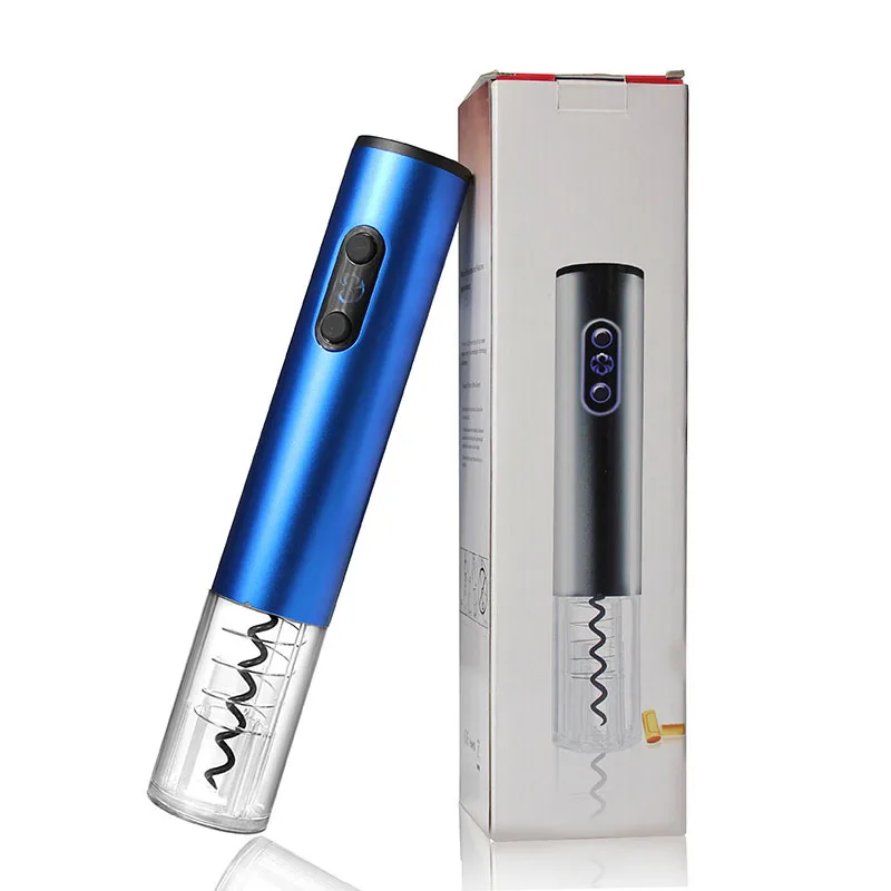 Amazon top seller 2019 dry battery aluminum alloy wine bottle opener electric wine corkscrew gift set with foil cutter