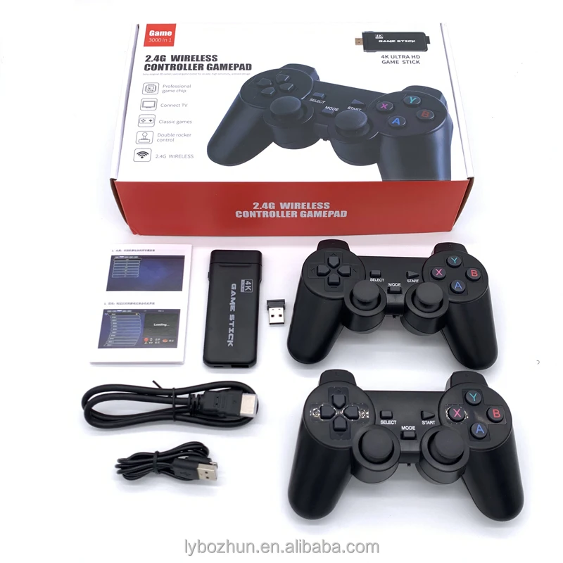 

32G Built-in 3000 Games 2.4G Wireless controller gamepad 4K HD game Stick Video Game console