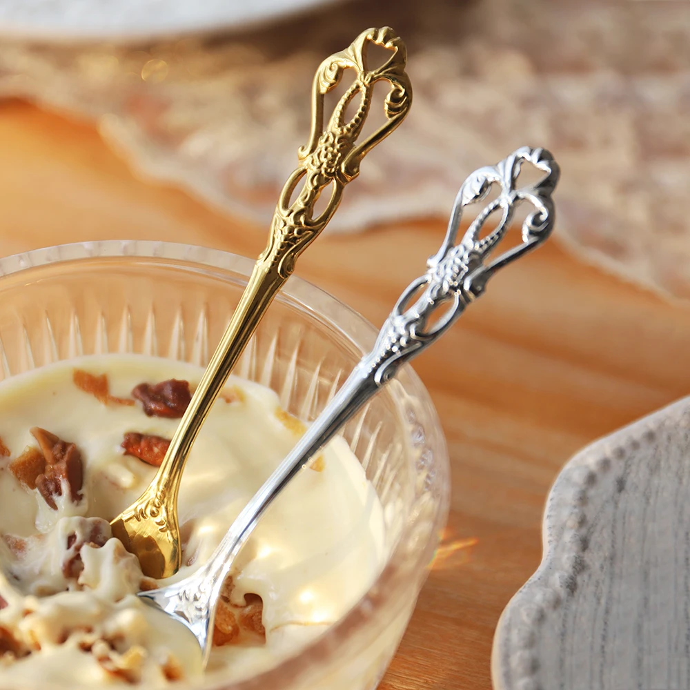 

410 Stainless Steel New Design Tea/Coffee Spoon Gift Shape Elegant Spoon, Silver/gold