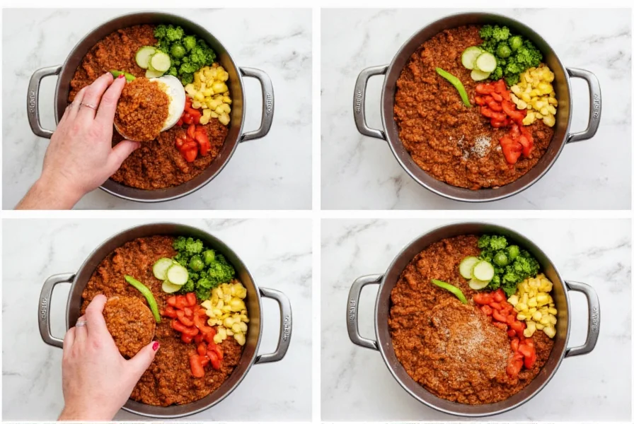 Step-by-step preparation of a healthy chili bowl with fresh ingredients arranged neatly