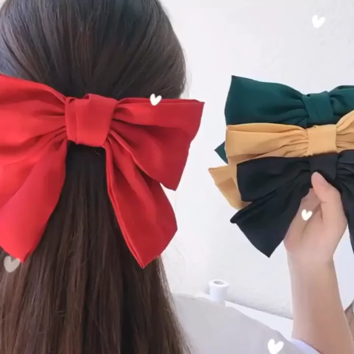 Big Bow Ribbon Clips Silk Satin Flower Grip Korean Style Bowknot