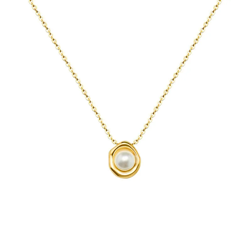 

Women Dainty Pearl Charm Pendant Necklace 18K Gold Jewelry Necklace
