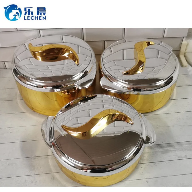 

electroplating Thermal Food Warmer Container Insulated Lunch Box party Food Warmer 3PCS SET (1.5L/2.0L/2.5L), As photo