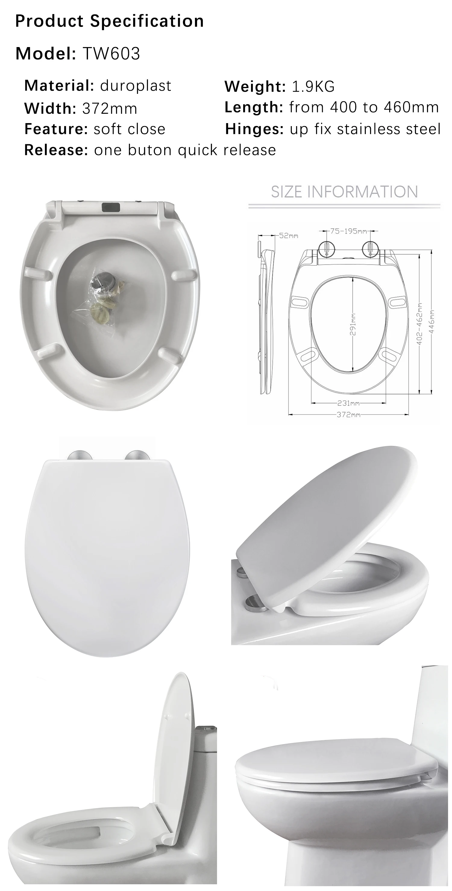 Urea Uf Duroplast Egg Shaped Round Roundfront White Toilet Seat Covers