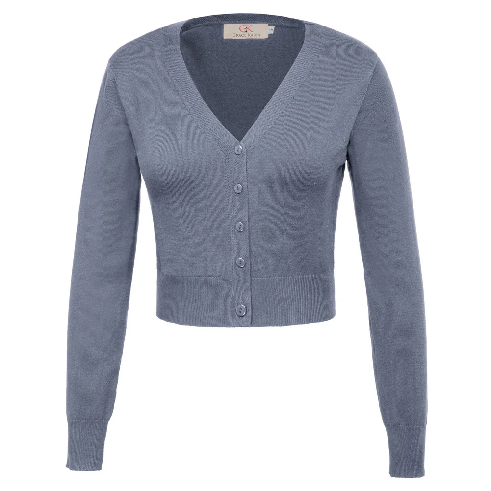 Cardigan Femme Texturé GRACE KARIN – Manches 3/4, Col V, Ligne A Tricot Élégant Et Confortable