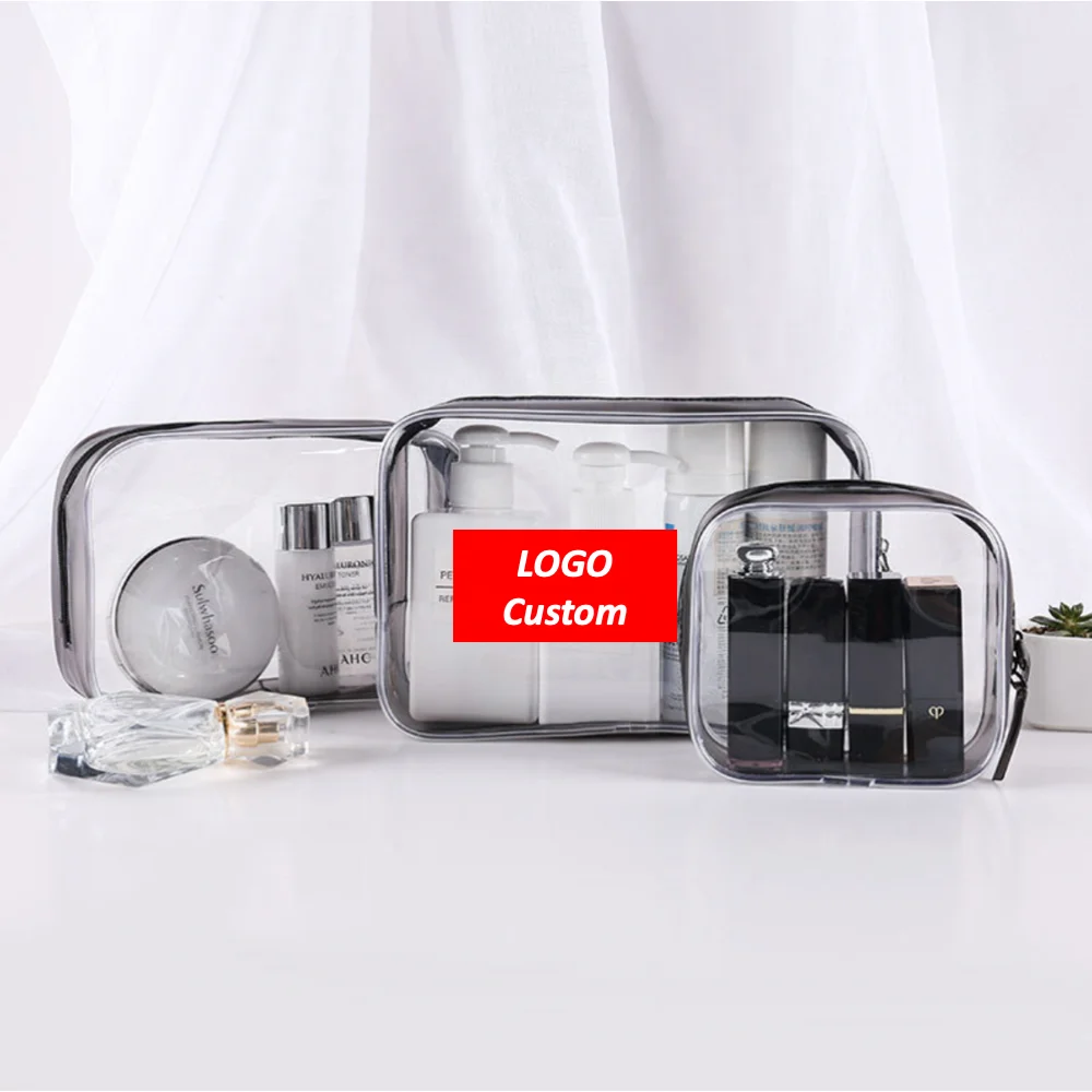 

Factory wholesale Low MOQ LOGO customized clear cosmetic bag