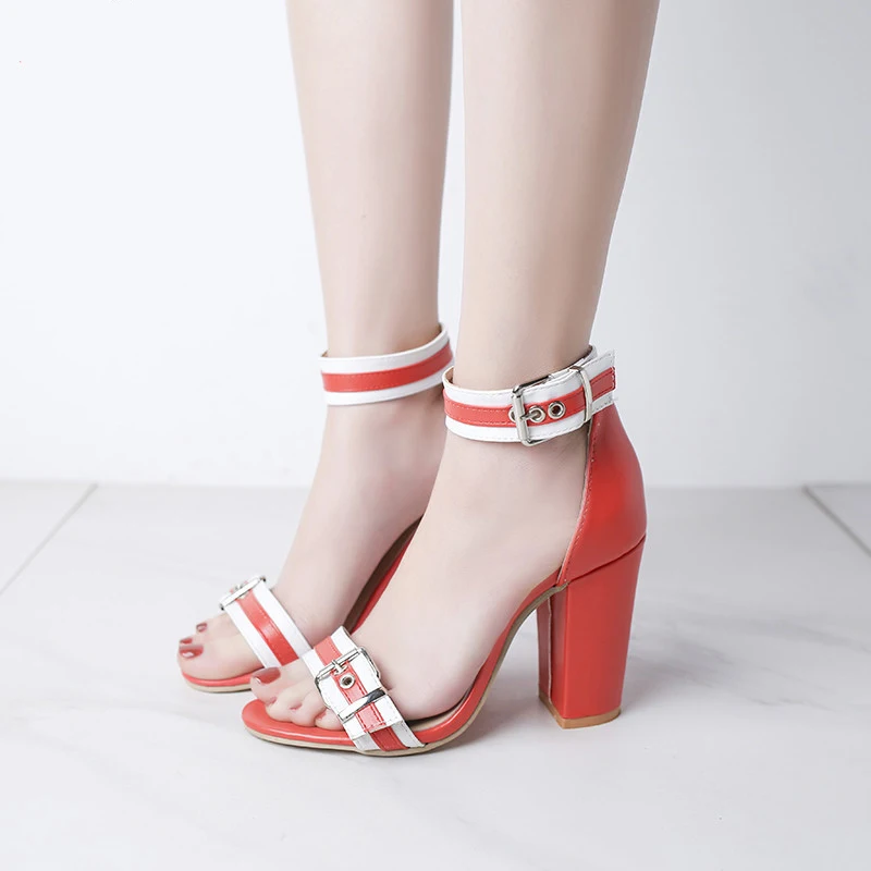 

F21021A wholesalehot sale fashion plus-size sandals for women, Black, red