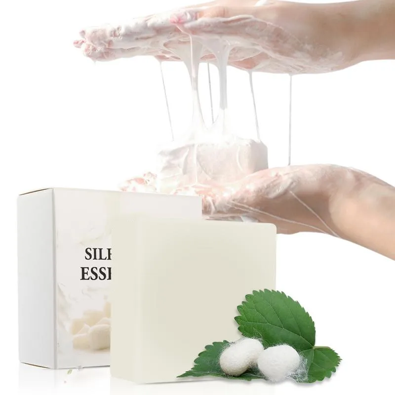 

Natural Soap Organic Whitening Goat Milk Silk Cocoon Face Soap Sea Salt Essential Oil Soap Remove Acne Deep Cleansing Anti Mite