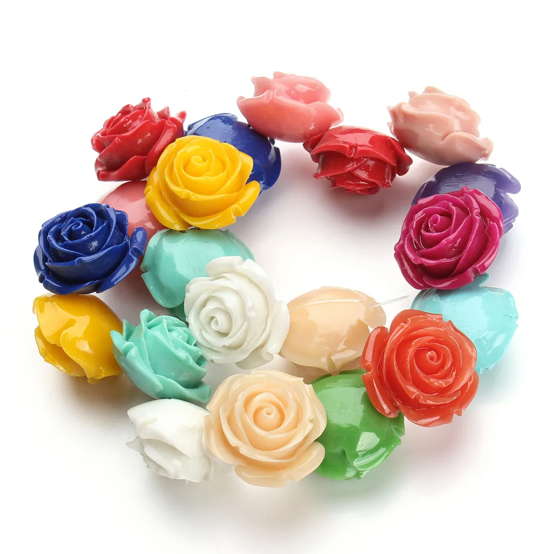 

Mixed Colors Synthetic Coral Stone Roses Flowers Loose Beads, Carol Roses Beads for DIY Jewelry Making, Mixed color