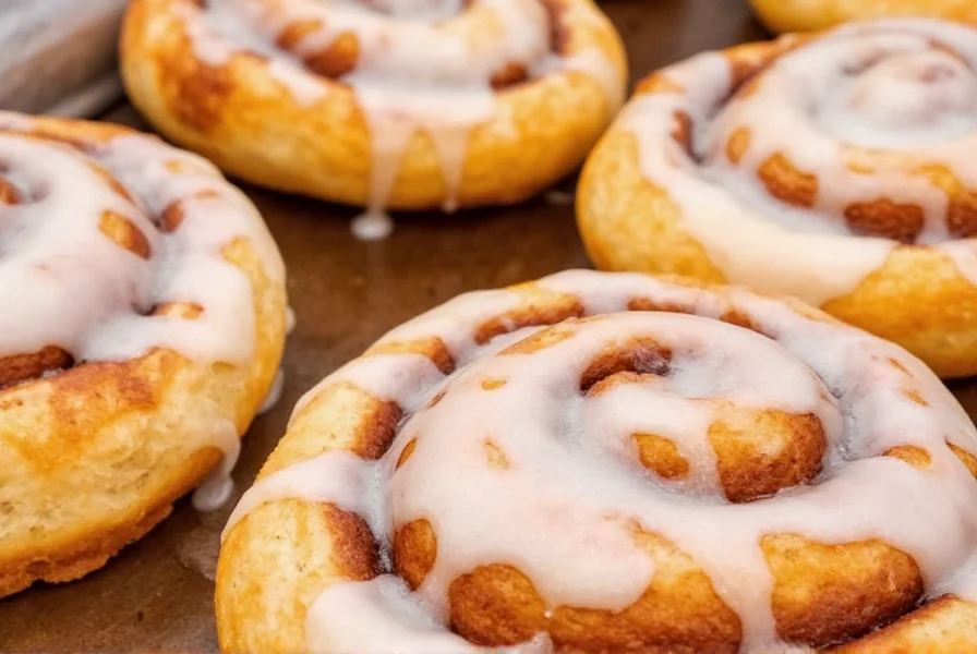 High-resolution photograph of a freshly baked cinnamon roll with glossy icing drizzled on top, soft natural lighting highlighting the texture of the pastry swirls