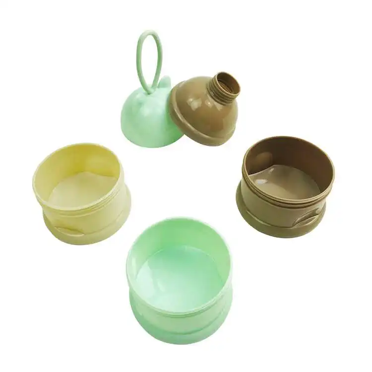 
Hot Sale Portable Plastic Baby Milk Bottle Three-layers Food Container Powder Dispenser With Handle 
