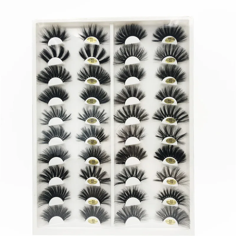 

New arrive 8D eyelashes 20 styles 25MM Eyelashes Dramatic Mink Lashes Full Strip Eyelashes Private Label, Black color