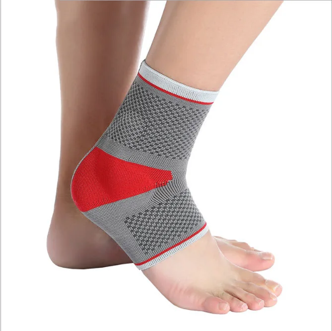 

Ankle Brace Protector Compression Ankle Support Pad Elastic Nylon Strap Brace for Football Basketball, Red+gray