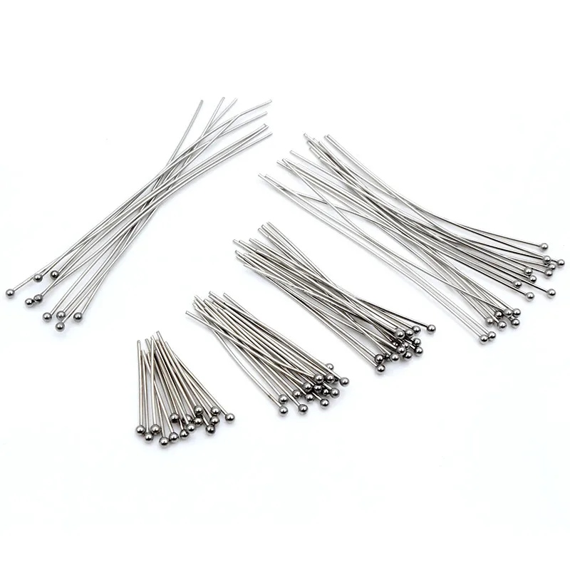 No Fade 100pcs/Lot 20-70mm 316 Stainless Steel Ball Pins Findings Ball Head Pins For Jewelry Making DIY Supplies Accessories