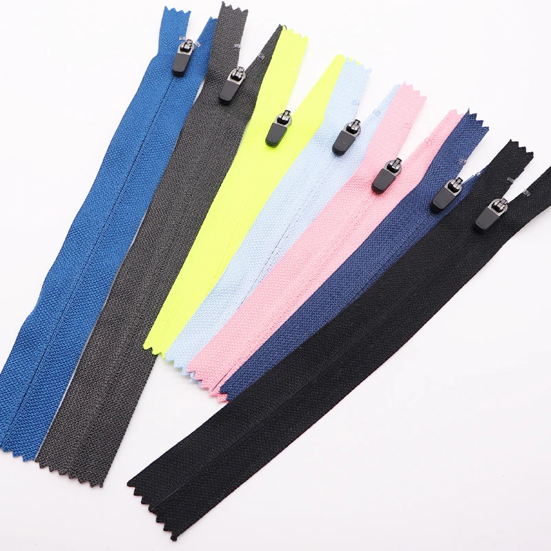 
Top quality semi auto lock rubber puller small zipper nylon zipper #3#5 reversible invisible zipper reverse for jersey 