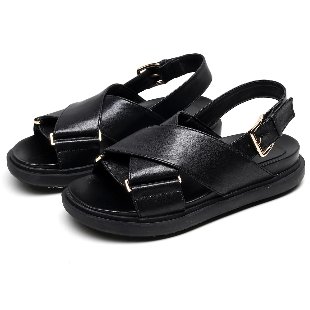 

Ins Martin sandals cross sandals flat bottom women's shoes summer thick bottom open toe versatile slippers OEM customization