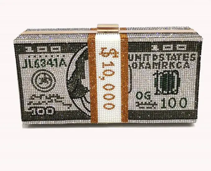 

womens bling money rhinestone clutch purse handbags dollar bag cash purse clutch bag evening, As pictures