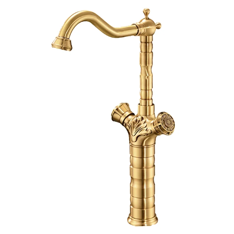 Double Handle Antique Brass Basin Faucet Mixer Tap Deck Mounted Faucets For Bathroom