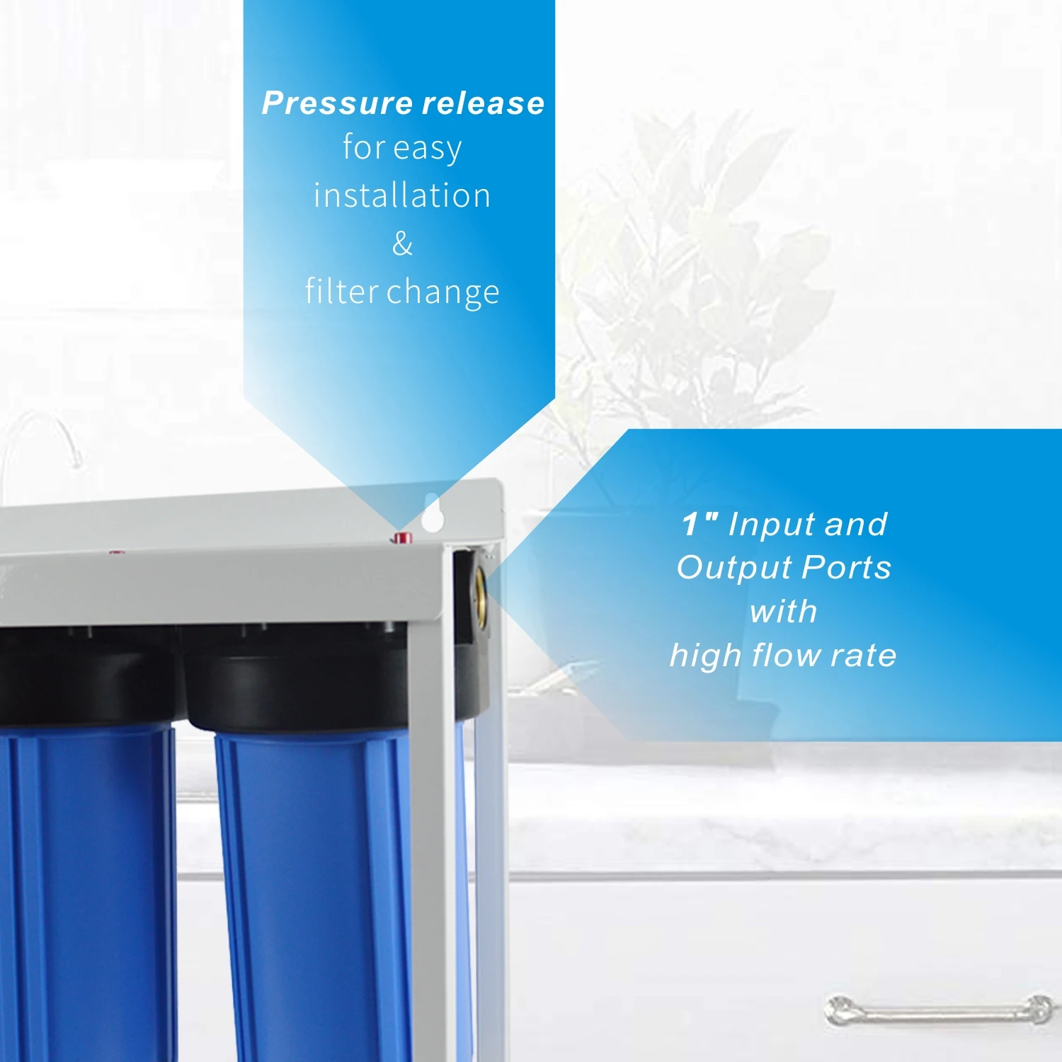 
Dual Stage 20-Inch Big Blue Whole House Water Filtration System 1