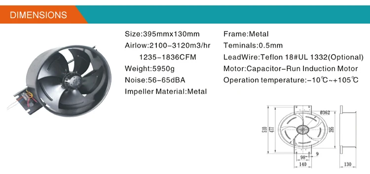 External Rotor Ball Bearing, 395mm, Aluminum, Wall, Axial - detail 12