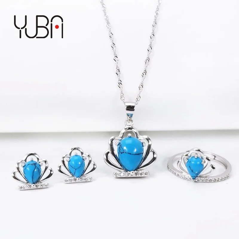 

New Fashion Women Crown Agate Necklace Wholesale 925 Sterling Silver Indian Jewelry Set