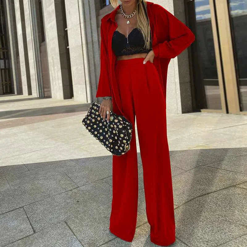 

New Hot Sale Pants Suit Women's Fashion Casual Blazer Two-piece Set, Picture color